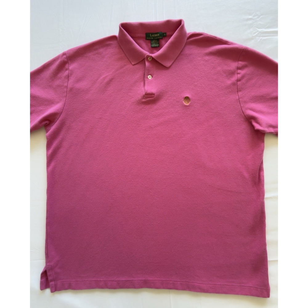 Lauren Ralph Lauren Mens XL, Pink, Cotton Pique, Short Sleeve, Crest Polo Shirt - Picture 7 of 10